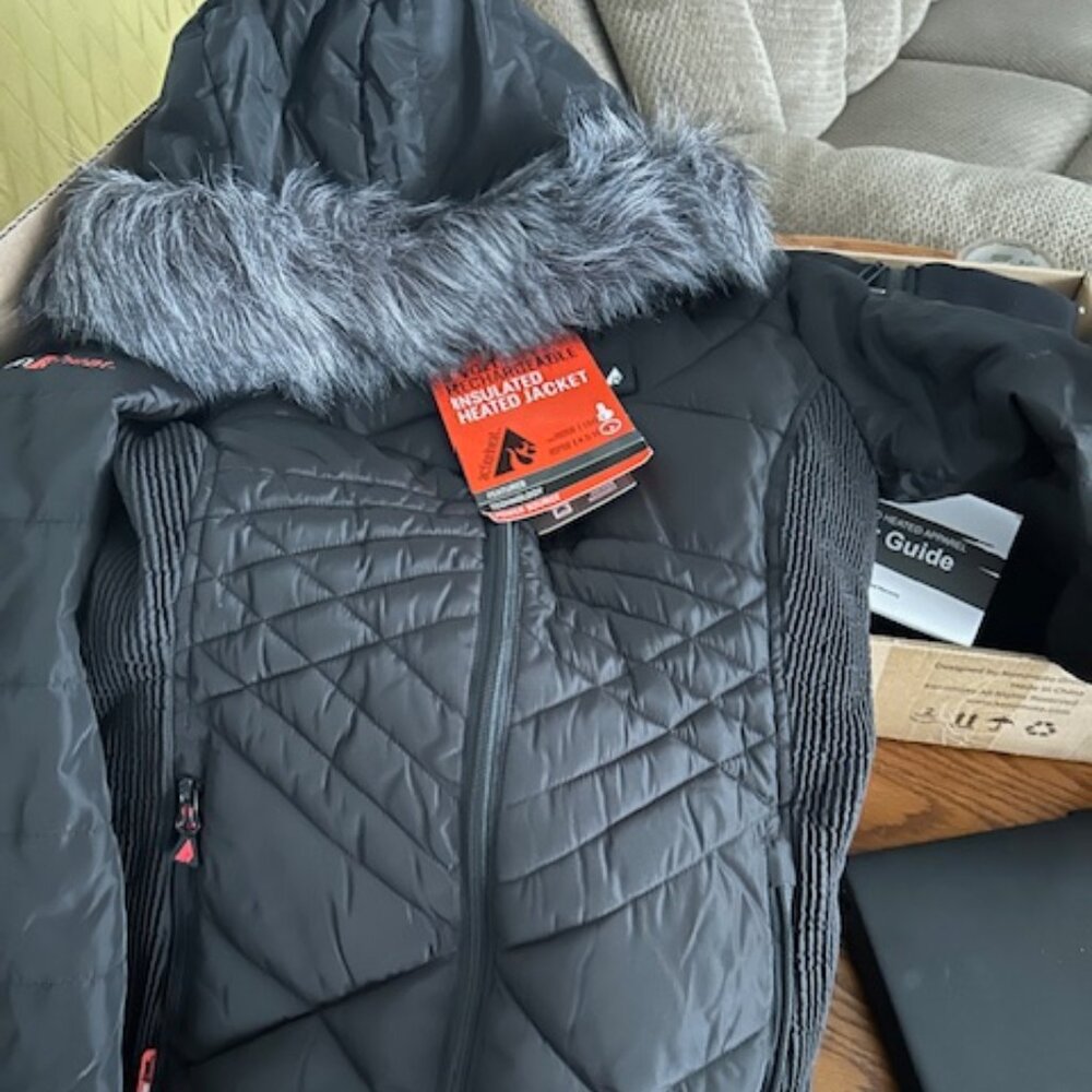 Womens Heated Coat with Fur lined hood  size XS